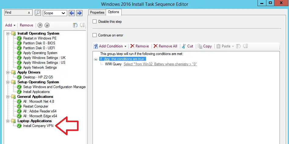 add laptop applications to task sequence