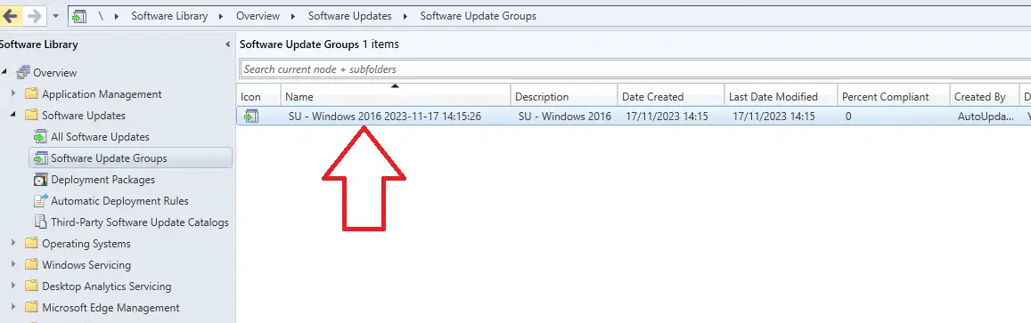 confirm software update group created