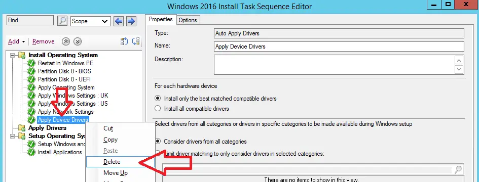 delete apply device drivers step