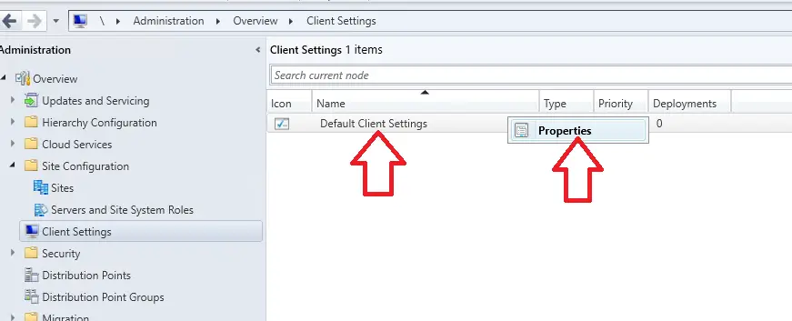 edit sccm default client settings