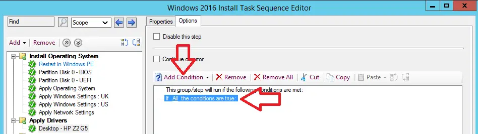 select if statement in task sequences