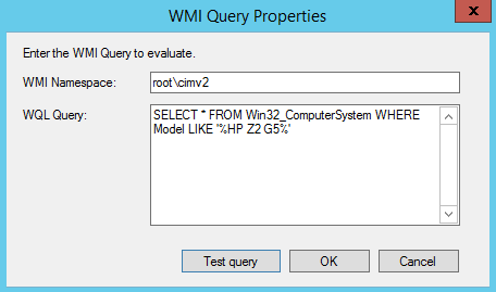 task sequence step wmi query