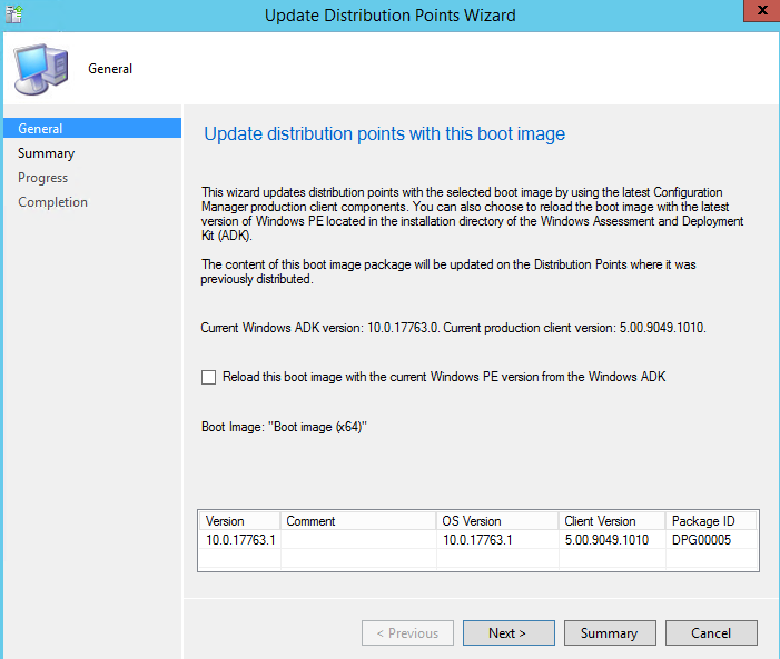 update sccm dp with new boot image
