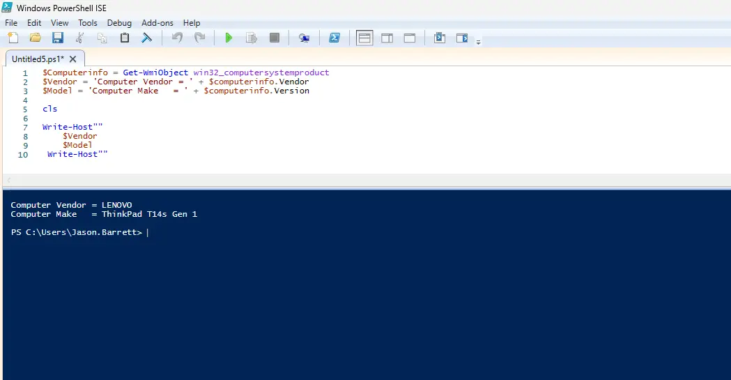 using powershell to query wmi to get computer model