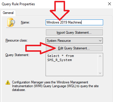 query rule properties page